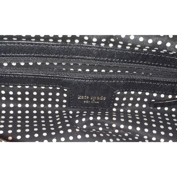 Kate Spade New York Nylon Tote Bag Black /Black Leather Trim Polka Dot Lining - Picture 9 of 9